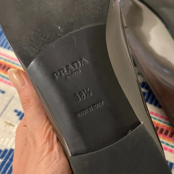 Prada Metallic Gray Pewter Loafers Flats 38.5 - Picture 5 of 8